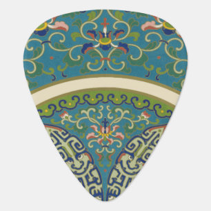 Blue Oriental Designs with Smiling Faces Guitar Pick