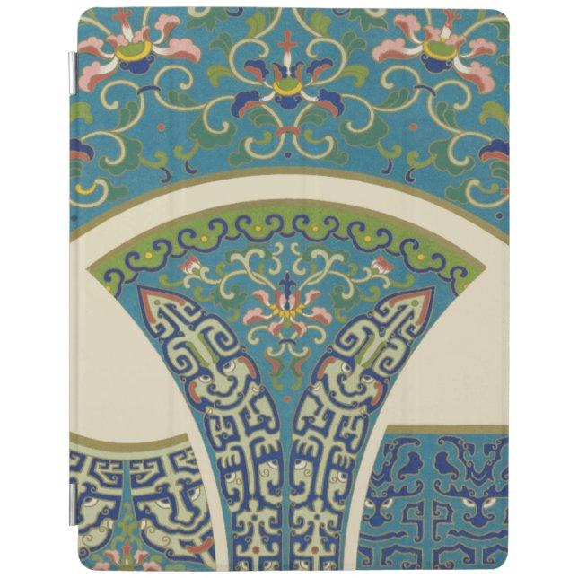 Blue Oriental Designs with Smiling Faces iPad Smart Cover (Front)