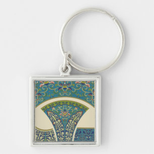 Blue Oriental Designs with Smiling Faces Keychain