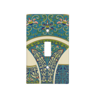 Blue Oriental Designs with Smiling Faces Light Switch Cover