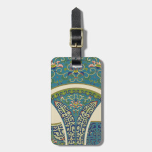 Blue Oriental Designs with Smiling Faces Luggage Tag