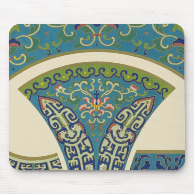 Blue Oriental Designs with Smiling Faces Mouse Pad (Front)