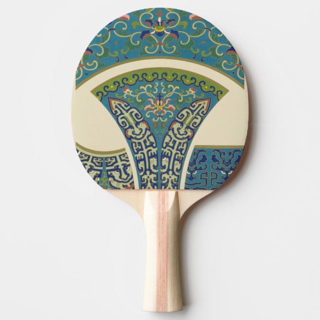 Blue Oriental Designs with Smiling Faces Ping-Pong Paddle (Front)