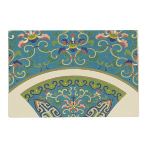 Blue Oriental Designs with Smiling Faces Placemat