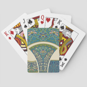 Blue Oriental Designs with Smiling Faces Poker Cards