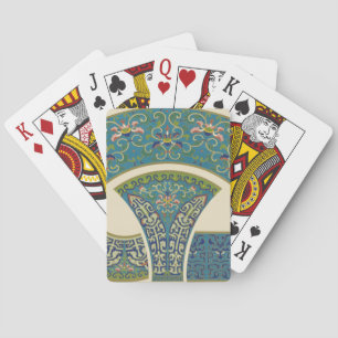 Blue Oriental Designs with Smiling Faces Poker Cards