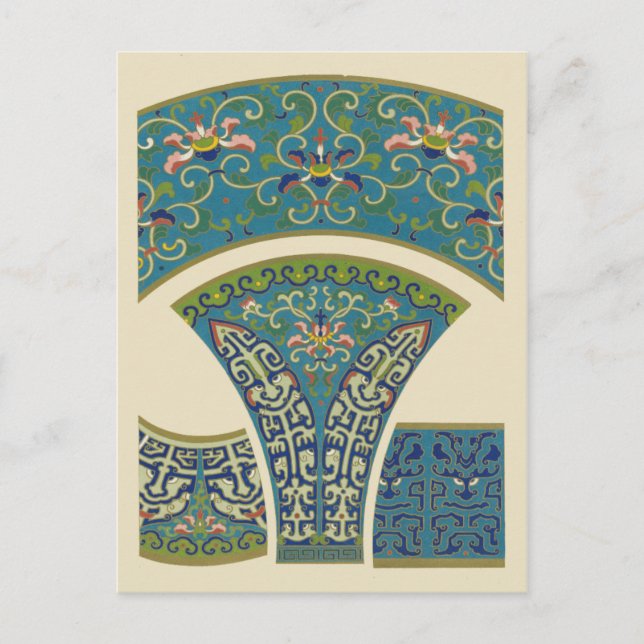 Blue Oriental Designs with Smiling Faces Postcard (Front)