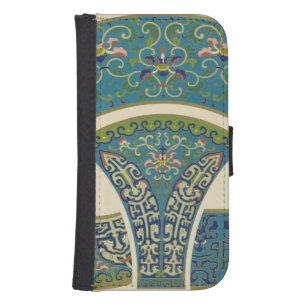 Blue Oriental Designs with Smiling Faces Wallet Phone Case For Samsung Galaxy S4