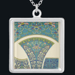 Blue Oriental Designs with Smiling Faces Silver Plated Necklace<br><div class="desc">Magnificent blue oriental designs and floral print make up this amazing piece. Smiling faces peer out at you from with the designs. Purchase a copy today!</div>