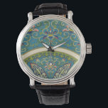 Blue Oriental Designs with Smiling Faces Watch<br><div class="desc">Magnificent blue oriental designs and floral print make up this amazing piece. Smiling faces peer out at you from with the designs. Purchase a copy today!</div>