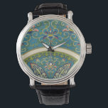 Blue Oriental Designs with Smiling Faces Watch<br><div class="desc">Magnificent blue oriental designs and floral print make up this amazing piece. Smiling faces peer out at you from with the designs. Purchase a copy today!</div>