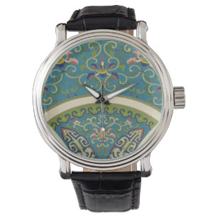 Blue Oriental Designs with Smiling Faces Watch