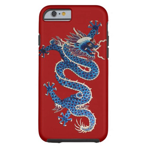 Blue oriental dragon antique Chinese embroidery Tough iPhone 6 Case