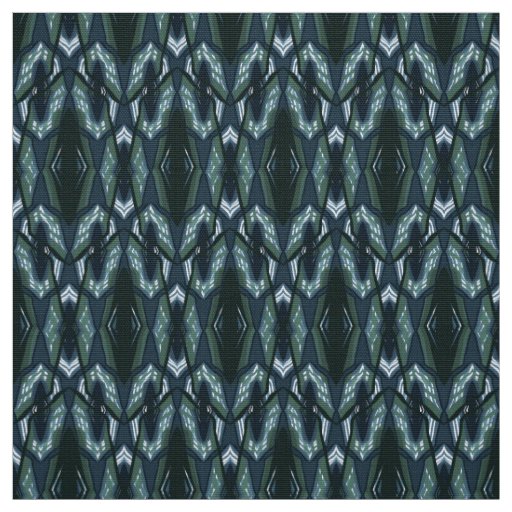 Blue Oriental Geometric ornament abstract Fabric