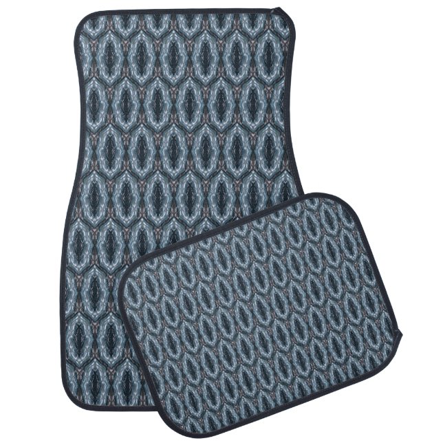 Blue Oriental Geometric ornament Car Floor Mat (Set)
