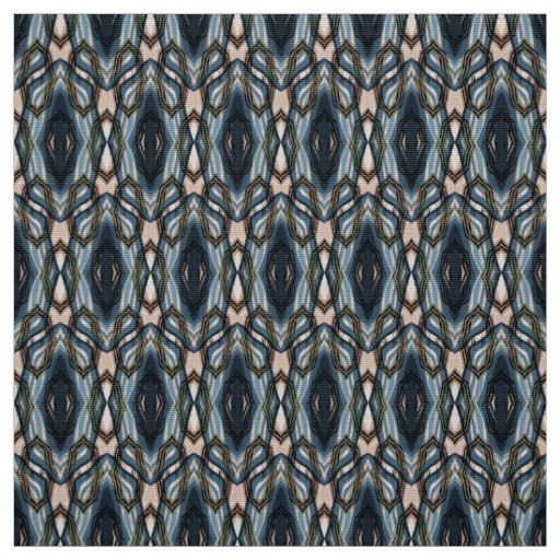 Blue Oriental Geometric ornament Fabric