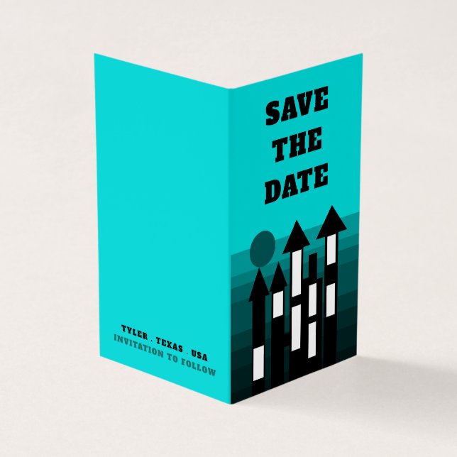 Blue Oriental Palace, Photo Save The Date Card (Outside)