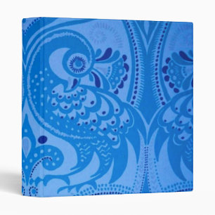 Blue Oriental Peacock Birds 3 Ring Binder