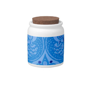 Blue Oriental Peacock Birds Candy Jar