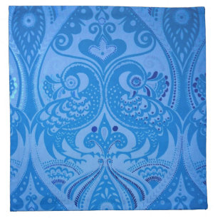 Blue Oriental Peacock Birds Cloth Napkin