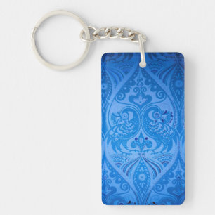 Blue Oriental Peacock Birds Keychain
