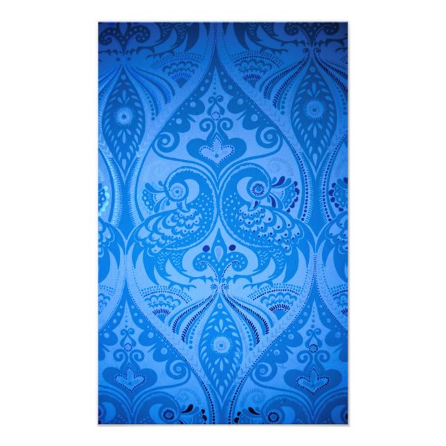 Blue Oriental Peacock Birds Photo Print (Front)