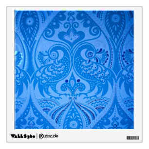 Blue Oriental Peacock Birds Wall Decal