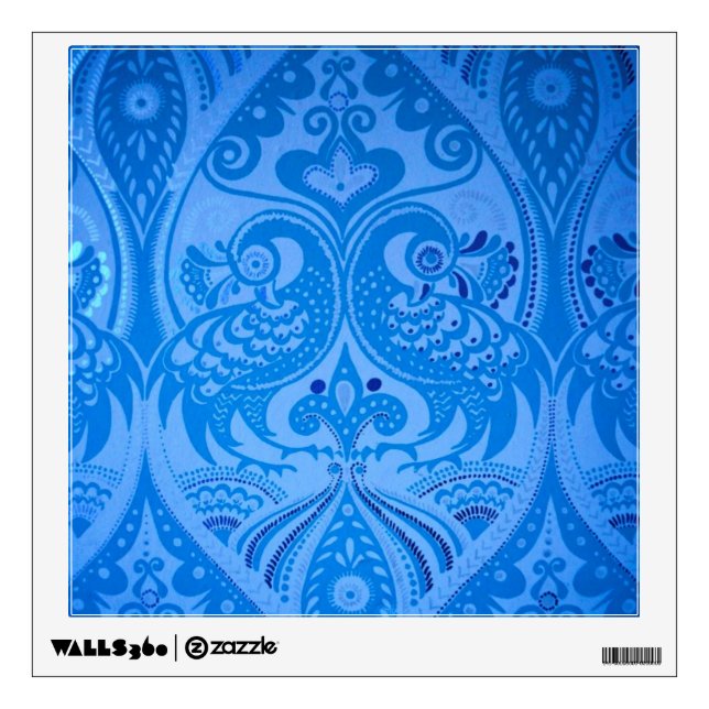 Blue Oriental Peacock Birds Wall Decal (Front)