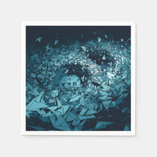 Blue Origami Storm Abstract Art Design Napkins