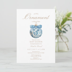 Blue Ornament Baby Shower Invitation