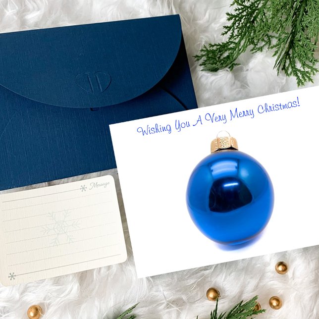Blue Ornament Bauble Christmas Holiday Card (Creator Uploaded)
