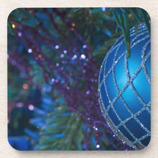 Blue Ornament Drink Coaster (Front)