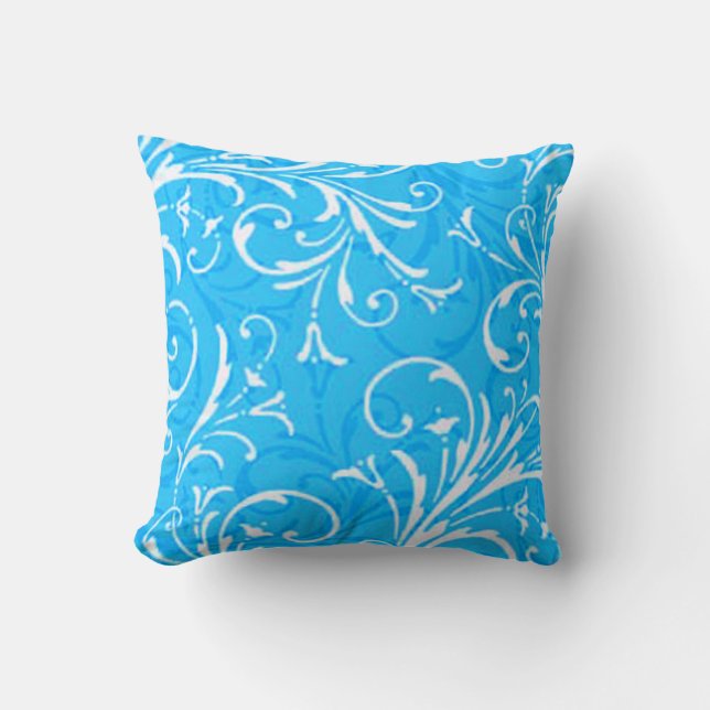 Blue Ornamental Reversible Pillow (Front)
