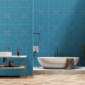 Blue Ornamental Tile Pattern – Intricate Geometric Wallpaper