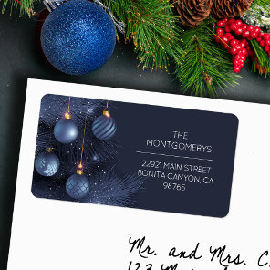 Blue Ornaments Return Address Label