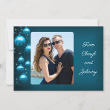 Blue Ornaments vertical Photo personal message