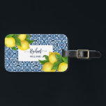 Blue ornate Amalfi Italian tiles and lemons  Luggage Tag<br><div class="desc">Blue ornate Amalfi Italian tiles and lemons with a name luggage tags. Can be a personalized gift for any occasion as a wedding,  anniversary,  new house,  or a birthday party.</div>