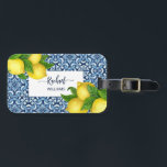 Blue ornate Amalfi Italian tiles and lemons  Luggage Tag<br><div class="desc">Blue ornate Amalfi Italian tiles and lemons with a name luggage tags. Can be a personalized gift for any occasion as a wedding,  anniversary,  new house,  or a birthday party.</div>