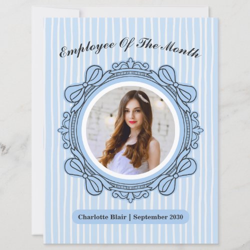 Blue Ornate Bow Frame Employee of the Month Award
