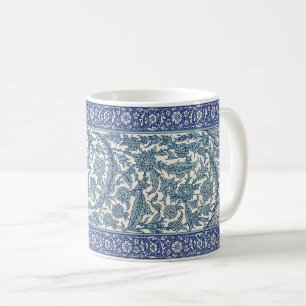 Blue Ornate Floral Arabic Pattern Coffee Mug