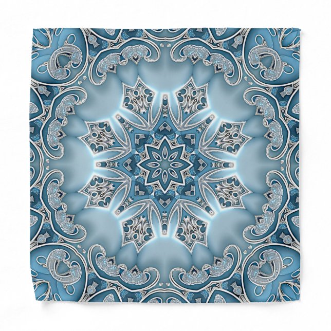 Blue Ornate Floral Bandana (Front)