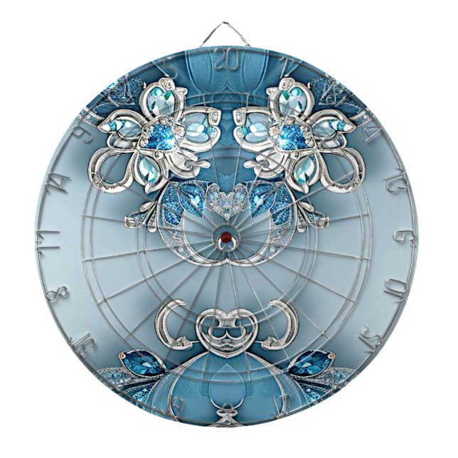Blue Ornate Floral Dartboard (Front)