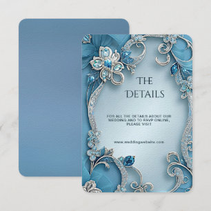 Blue Ornate Floral Detail Enclosure Card