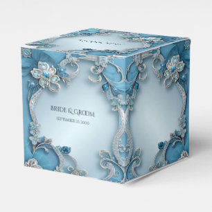 Blue Ornate Floral Favor Box
