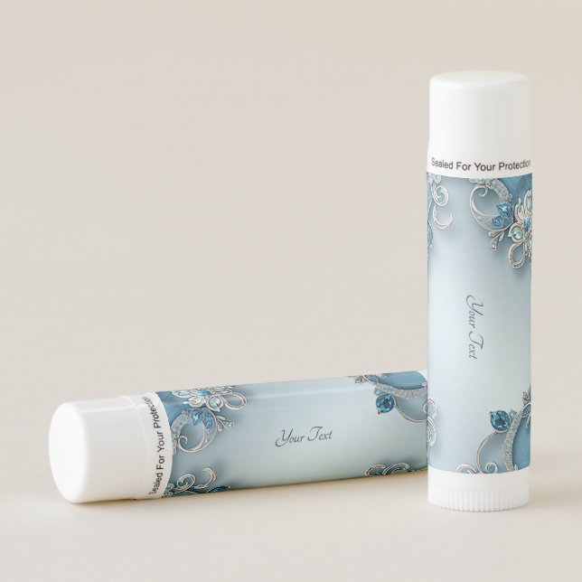 Blue Ornate Floral Lip Balm (Front)