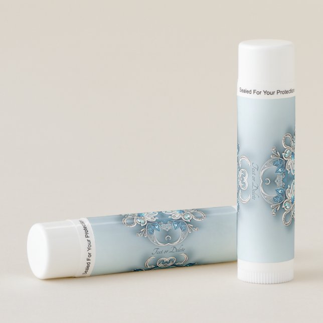 Blue Ornate Floral Lip Balm (Front)