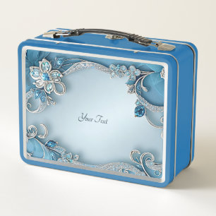 Blue Ornate Floral Lunchbox