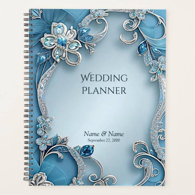 Blue Ornate Floral Planner (Front)