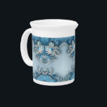Blue Ornate Floral Porcelain Pitcher<br><div class="desc">Beautiful Blue Ornate Floral Porcelain Pitcher</div>