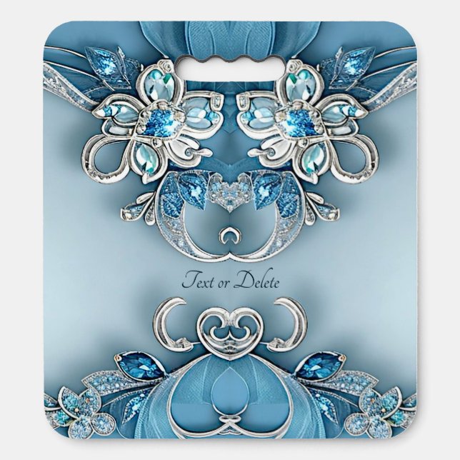 Blue Ornate Floral Stadium Seat Cushion (Front Vertical)